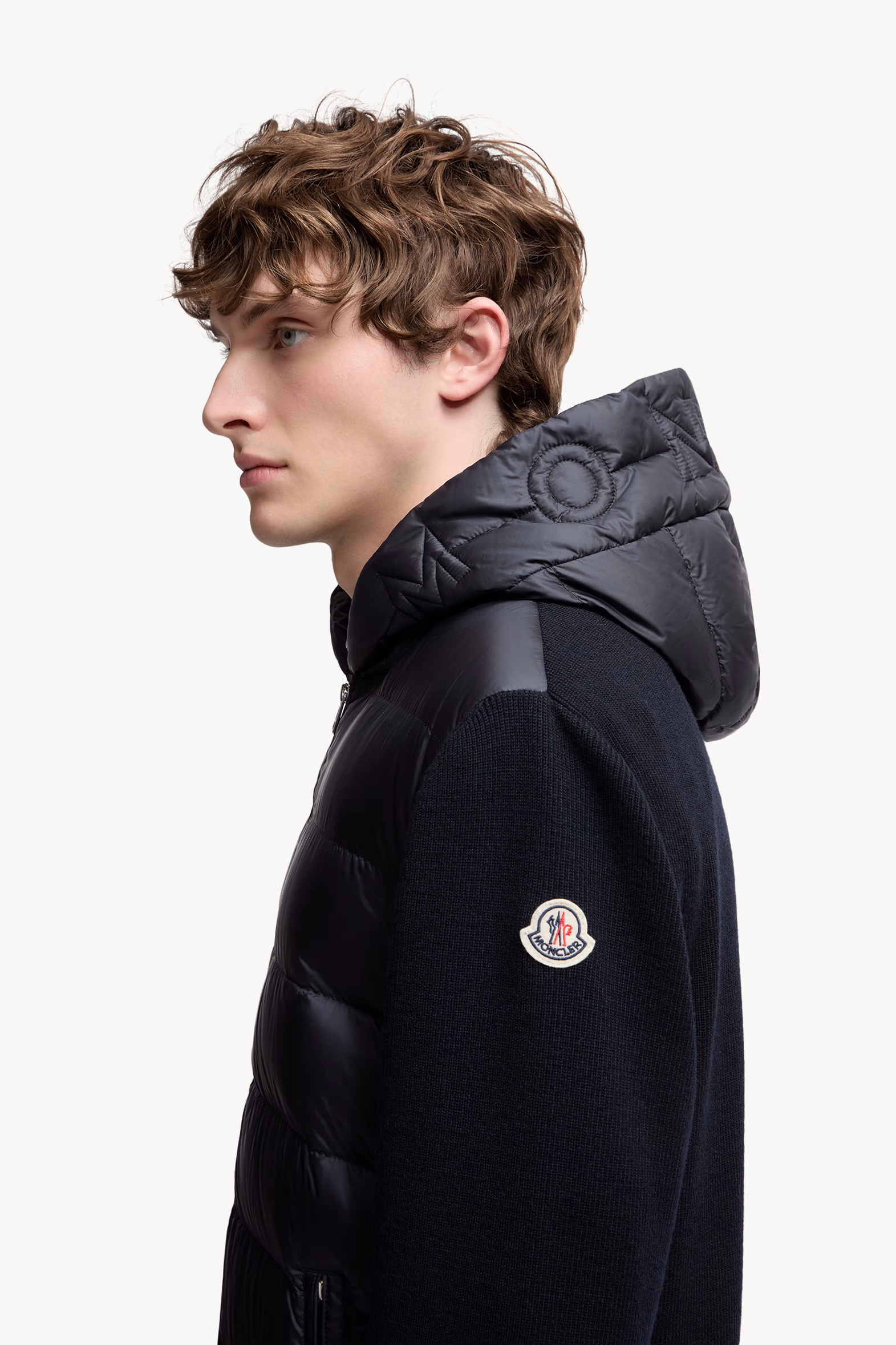 Padded Wool Zip-Up Hoodie Men Blue Moncler 4